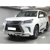 Защита переднего бампера 76 мм с накладками для Lexus LX-570/450d 2015-2024