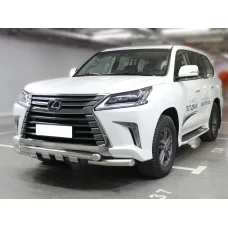 Защита переднего бампера 76 мм с накладками для Lexus LX-570/450d 2015-2024