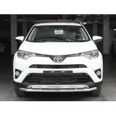 Защита передняя двойная 53-43 мм с двумя загибами для Toyota RAV-4 2015-2019