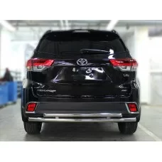 Защита заднего бампера двойная 60-53 мм для Toyota Highlander 2017-2019