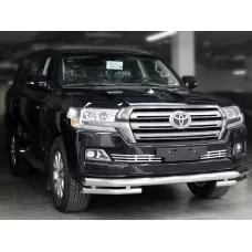 Защита передняя двойная 76-60 мм без защиты картера для Toyota Land Cruiser 200 Executive Lounge 2018-2021