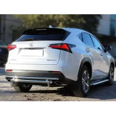 Защита заднего бампера двойная 60-43 мм для Lexus NX200t 2014-2017