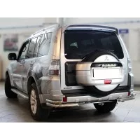 Защита задняя уголки двойные 60-43 мм для Mitsubishi Pajero 4 2006-2011