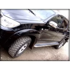 Пороги с площадкой алюминиевый лист 53 мм для Toyota Hilux 2011-2015