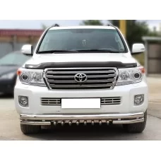 Защита передняя двойная 76-60 мм с защитой картера для Toyota Land Cruiser 200 2013-2015