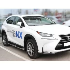 Пороги труба с накладками 76 мм для Lexus NX300h F-Sport 2014-2017