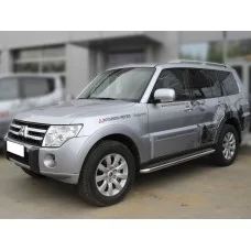 Пороги с площадкой алюминиевый лист 60 мм для Mitsubishi Pajero 4 2006-2011
