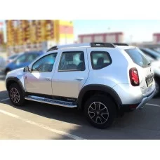 Пороги с площадкой алюминиевый лист 53 мм для Renault Duster Dakar 2015-2021
