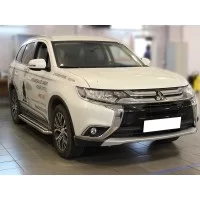 Пороги с площадкой алюминиевый лист 53 мм для Mitsubishi Outlander 2015-2024