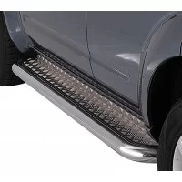 Пороги с площадкой алюминиевый лист 76 мм  для Toyota Tundra 2014-2024