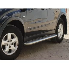 Пороги с площадкой алюминиевый лист 60 мм для Ssang Yong Actyon 2010-2024