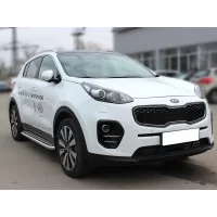 Пороги с площадкой алюминиевый лист 53 мм для Kia Sportage 2018-2024