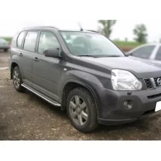 Пороги с площадкой алюминиевый лист 43 мм для Nissan X-Trail 2007-2011
