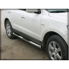 Пороги труба с накладками 76 мм для Hyundai Santa Fe 2010-2012