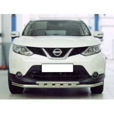 Защита передняя двойная 53-43 мм с накладками для Nissan Qashqai 2015-2019