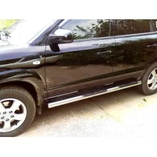 Пороги труба с накладками 76 мм для Hyundai Tucson 2004-2010