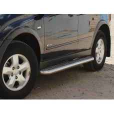 Пороги с площадкой алюминиевый лист 43 мм для Kia Sorento Prime 2018-2020