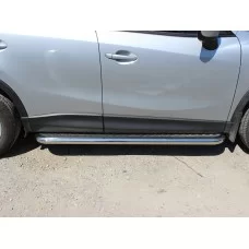 Пороги с площадкой алюминиевый лист 43 мм для Mazda CX-5 2015-2024