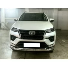 Защита передняя двойная 76-60 мм для Toyota Fortuner 2020-2024