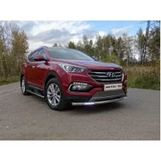 Защита переднего бампера с ДХО 60 мм для Hyundai Santa Fe 2015-2018