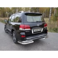 Защита задняя двойные уголки 76-42 мм для Lexus LX-570 Sport 2014-2024
