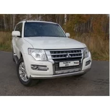 Защита передняя овальная 75х42 мм для Mitsubishi Pajero 4 2014-2024