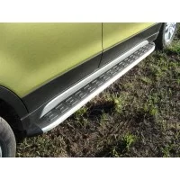 Пороги алюминиевые ТСС с накладкой для Suzuki SX4 New 2013-2024