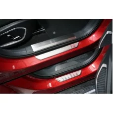 Накладки на пластиковые пороги лист шлифованный 4 шт для Geely Tugella 2020-2024