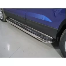 Пороги с площадкой алюминиевый лист 60 мм для Skoda Karoq 2020-2024