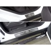 Накладки на пороги шлифованный лист лого Ford для Ford Kuga 2016-2019