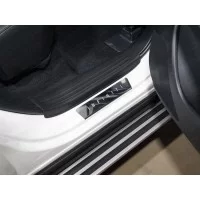 Накладки на задние пороги лист зеркальный надпись Infiniti 2 шт для Infiniti QX50 2018-2024