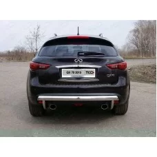 Защита заднего бампера овальная 75х42 мм для Infiniti QX70 2013-2017