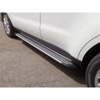 Пороги алюминиевые Slim Line Silver для Kia Soul 2016-2024