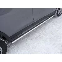 Пороги овальные с проступью 75х42 мм для Nissan X-Trail T32 2019-2024