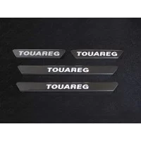 Накладки на пороги зеркальные надпись Touareg для Volkswagen Touareg 2014-2017