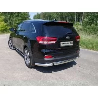 Защита заднего бампера овальная короткая 75-42 мм для Kia Sorento Prime 2015-2017