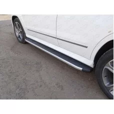 Пороги алюминиевые ТСС с накладкой для Mercedes-Benz GLK 2008-2015