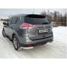 Защита задняя овальные уголки 75х42 мм для Nissan X-Trail 2015-2018