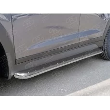 Пороги с площадкой нержавеющий лист 60 мм для Hyundai Santa Fe 2012-2015