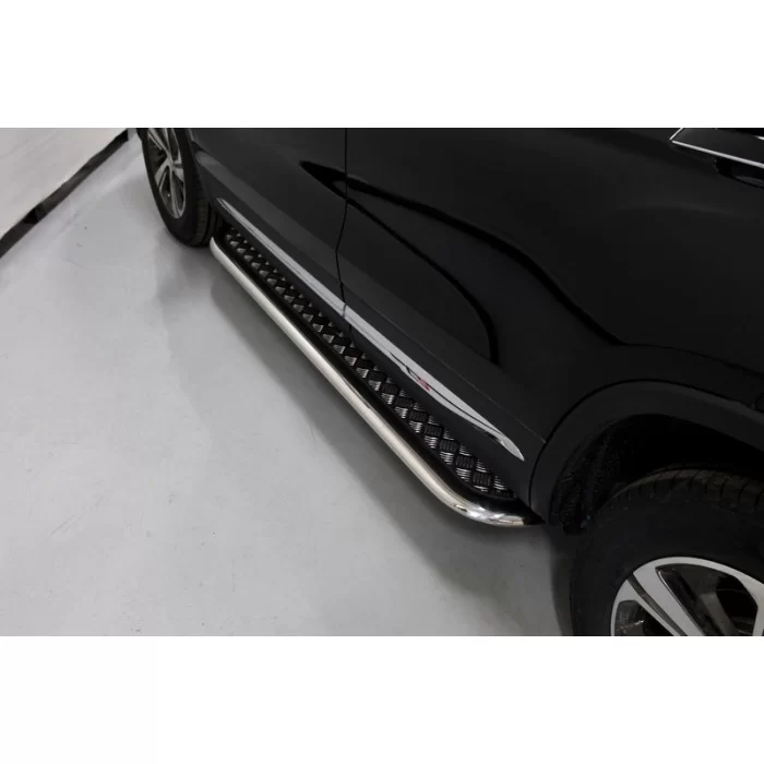 Пороги с площадкой алюминиевый лист 75х42 мм для Changan CS75 2020-2024 артикул CHANCS7520-21