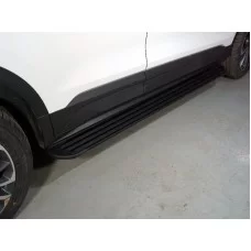 Пороги алюминиевые Slim Line Black для Geely Coolray 2019-2023