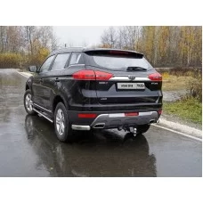 Защита задняя овальные уголки 75х42 мм для Geely Atlas 2018-2022