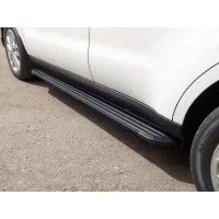 Пороги алюминиевые Slim Line Black для Kia Soul 2016-2024