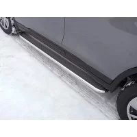 Пороги с площадкой нержавеющий лист 42 мм для Nissan X-Trail T32 2019-2024