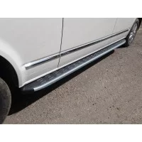 Пороги алюминиевые ТСС с накладкой серый карбон для Volkswagen Transporter T6 2015-2024