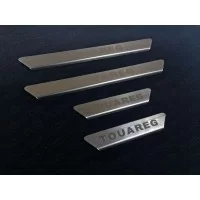 Накладки на пороги шлифованные надпись Touareg для Volkswagen Touareg 2014-2017