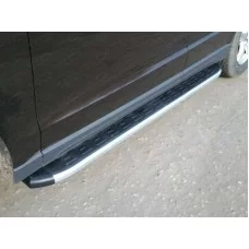 Пороги алюминиевые ТСС с накладкой для Audi Q5 2008-2016