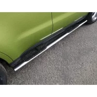 Пороги труба овальная с накладками 75х42 мм для Kia Soul 2014-2016