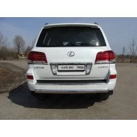 Защита заднего бампера овальная 75х42 мм для Lexus LX-570 2012-2015