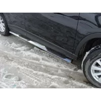 Пороги труба овальная с накладками 75х42 мм для Mazda CX-5 2011-2015